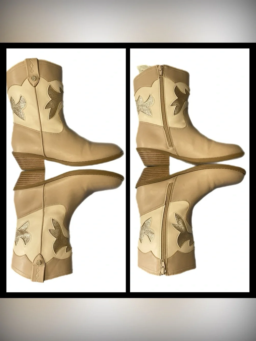 Jessica Simpson Big Girls Sz 5 Western Cowgirl Boot Side Zip Block Heel JES775FF